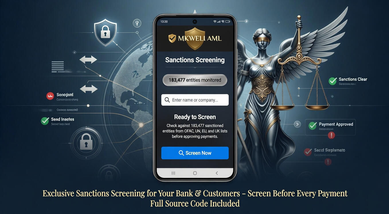 MKWELI AML sanctions screening mobile app for banks & financial institutions